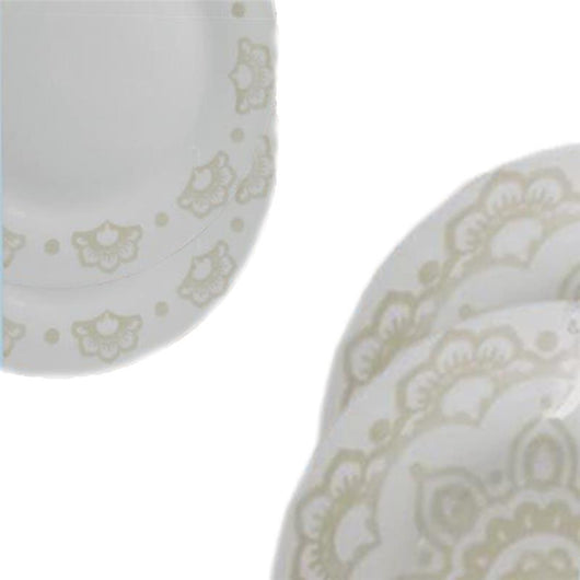 SERVIZIO PIATTI 12 PEZZZI EFFETTO MANDALA COLORE MARRONE 6 PIATTI PIANI 6 FONDI OKX