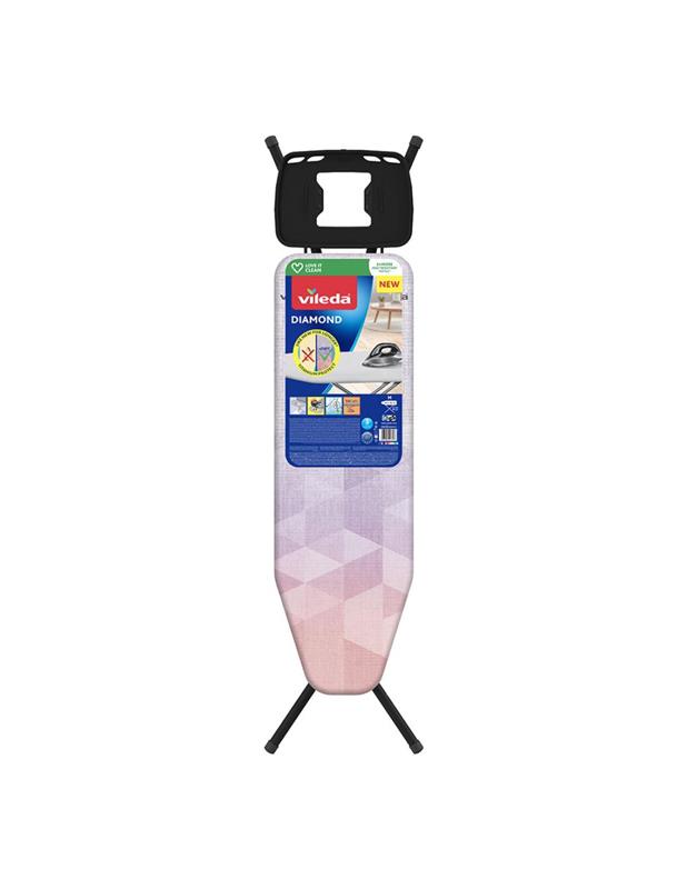 VILEDA ASSE DA STIRO DIAMOND TAGLIA M REGOLABILE POGGIAFERRO FORMATO XL STABILE E SICURA SISTEMA SICUREZZA PER BAMBINI 120X38 CM OKX