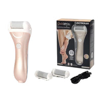 RIMUOVI CALLI 2 VELOCITÀ 3 TESTINE DI RICAMBIO 1 PETTINE PER PULIZIA INCLUSI E CAVO PER RICARICA COLORE PINK GOLD 16HX11 CM OKX