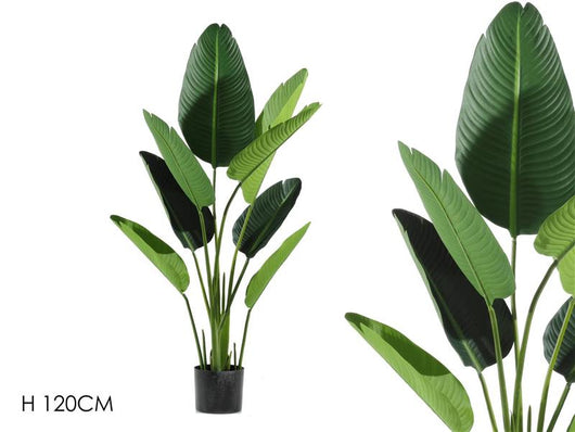 PIANTA BANANO FINTA CON VASO PER ARREDO INTERNO ED ESTERNO 120H CM OKX