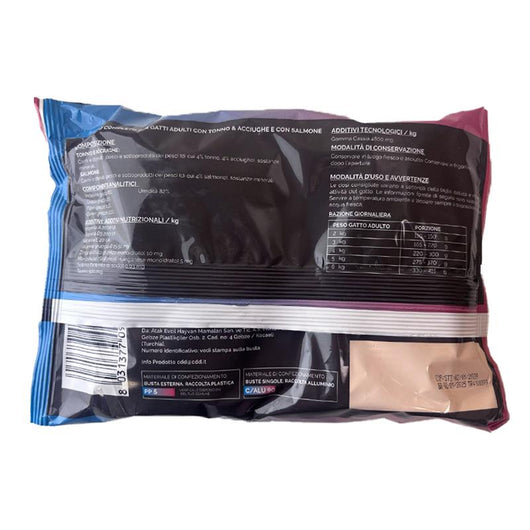 OPTIMO ADULT PER GATTI BOCCONCINI 2X TONNO E ACCIUGHE 2X SALMONE ALIMENTO PRELIBATO SENZA CONSERVANTI E COLORANTI 4X100 G
