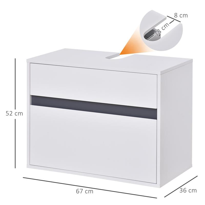 MOBILETTO SOTTOLAVABO E COPRICOLONNA  PER IL BAGNO 67X36X52 CM IN LEGNO BIANCO