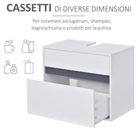 MOBILETTO SOTTOLAVABO E COPRICOLONNA  PER IL BAGNO 67X36X52 CM IN LEGNO BIANCO