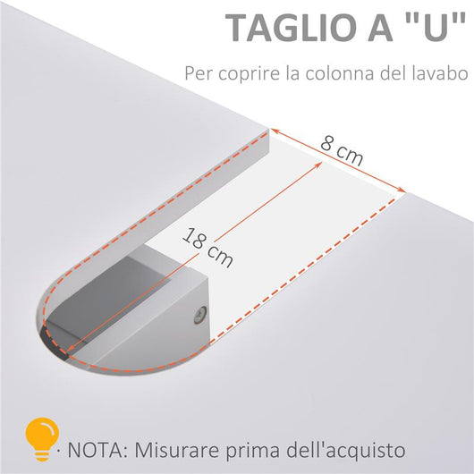 MOBILETTO SOTTOLAVABO E COPRICOLONNA  PER IL BAGNO 67X36X52 CM IN LEGNO BIANCO