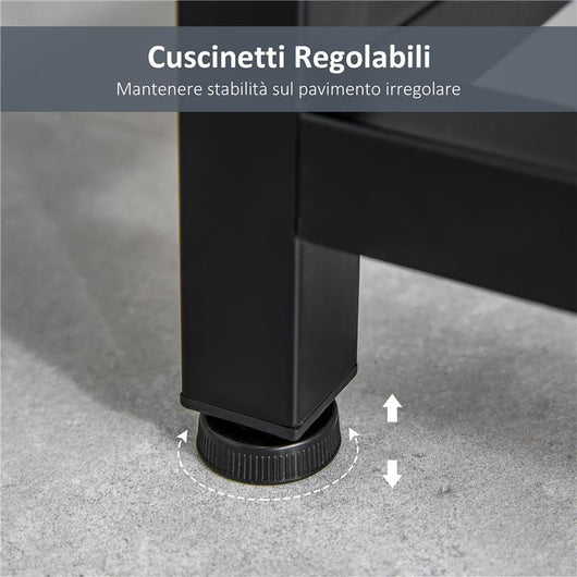 TAVOLO CONSOLLE PER INGRESSO CON 2 CASSETTI IN LEGNO BIANCO E METALLO NERO