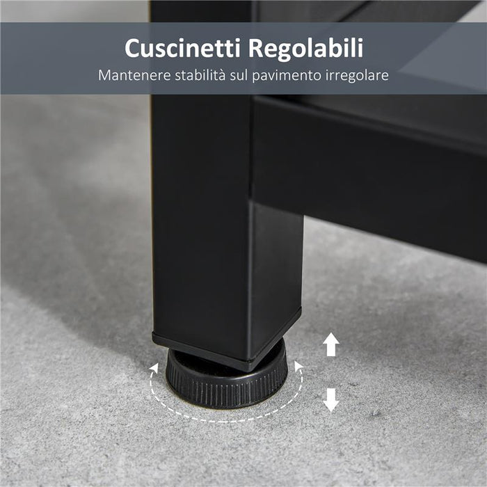 TAVOLO CONSOLLE PER INGRESSO CON 2 CASSETTI IN LEGNO BIANCO E METALLO NERO