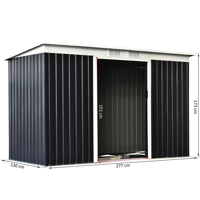 CAPANNO CASETTA ATTREZZI DA GIARDINO IN ACCIAIO CON PORTE SCORREVOLI