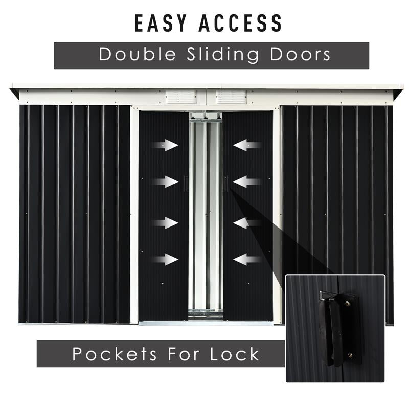 CAPANNO CASETTA ATTREZZI DA GIARDINO IN ACCIAIO CON PORTE SCORREVOLI