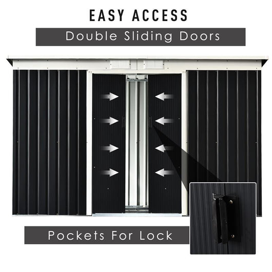 CAPANNO CASETTA ATTREZZI DA GIARDINO IN ACCIAIO CON PORTE SCORREVOLI