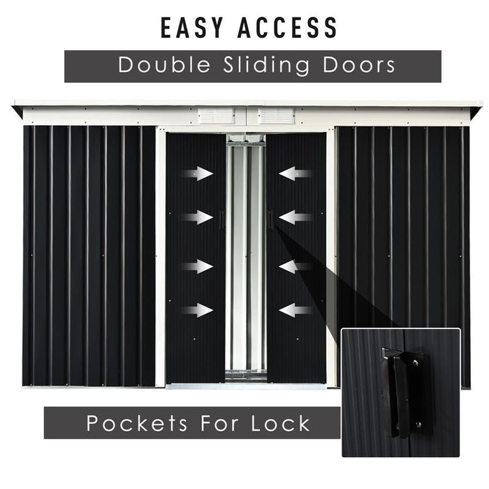 CAPANNO CASETTA ATTREZZI DA GIARDINO IN ACCIAIO CON PORTE SCORREVOLI