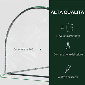 SERRA DA GIARDINO A TUNNEL IN ACCIAIO E CON COPERTURA IN PVC, 200X100X80 CM, TRASPARENTE E VERDE