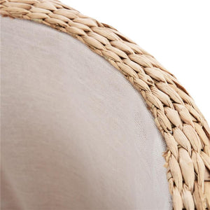 POUF CONTENITORE TONDO CON RIVESTIMENTO RATTAN LEPIRONIA SGABELLO POGGIAPIEDI 43X43CM KHAKI