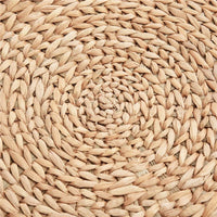 POUF CONTENITORE TONDO CON RIVESTIMENTO RATTAN LEPIRONIA SGABELLO POGGIAPIEDI 43X43CM KHAKI