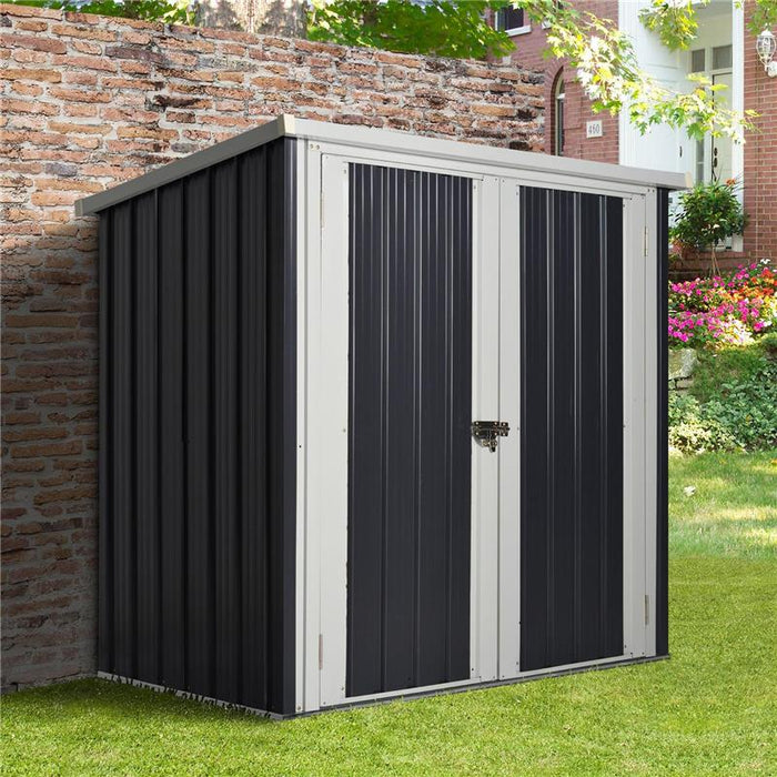 CASETTA DA GIARDINO IN ACCIAIO CON DOPPIA PORTA 147 X 86 X 134 CM NERO E BIANCO