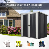 CASETTA DA GIARDINO IN ACCIAIO CON DOPPIA PORTA 147 X 86 X 134 CM NERO E BIANCO