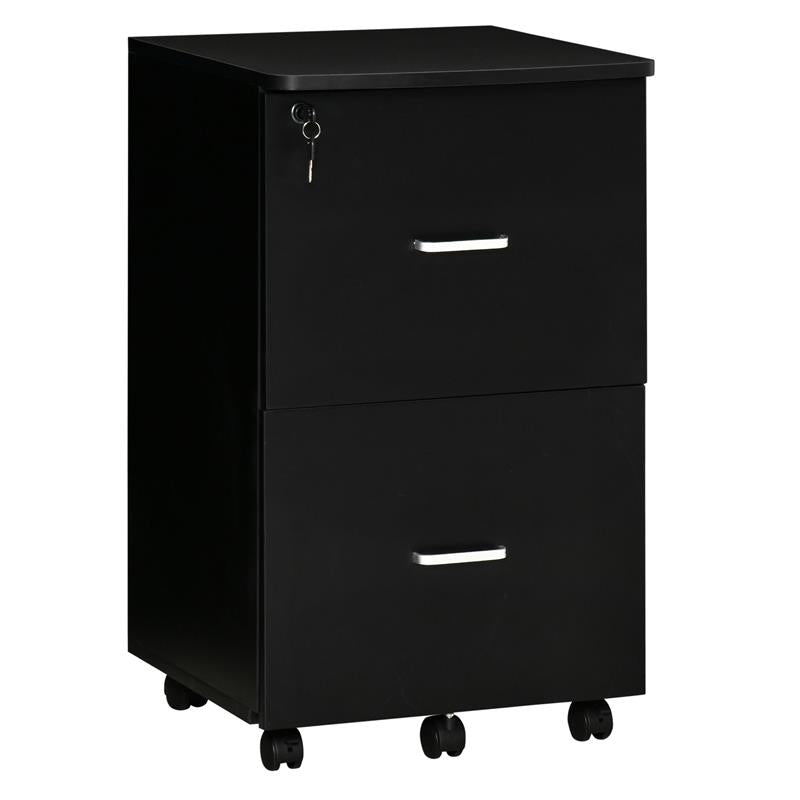ARMADIETTO DA UFFICIO CON 2 CASSETTI E 5 RUOTE 43 X 45 X 72 CM COLORE NERO