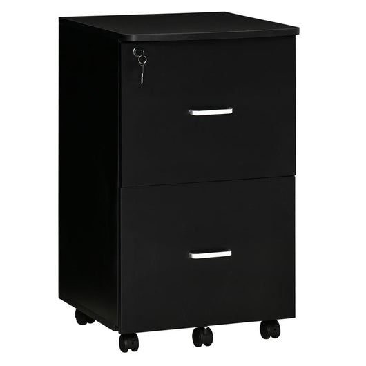 ARMADIETTO DA UFFICIO CON 2 CASSETTI E 5 RUOTE 43 X 45 X 72 CM COLORE NERO