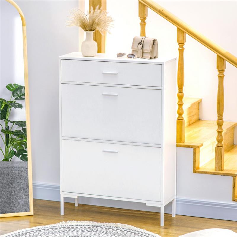 MOBILE SCARPIERA MODERNO PER 12 PAIA DI SCARPE CON 2 ANTE A RIBALTA E CASSETTO