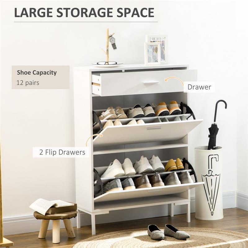 MOBILE SCARPIERA MODERNO PER 12 PAIA DI SCARPE CON 2 ANTE A RIBALTA E CASSETTO