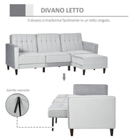 DIVANO LETTO 3 POSTI CON RIVESTIMENTO IN VELLUTO 218X85X86 CM GRIGIO CHIARO