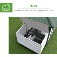 POLLAIO DA GIARDINO PREFABBRICATO IN LEGNO 196X76X97CM - BIANCO/VERDE