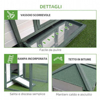 POLLAIO DA GIARDINO PREFABBRICATO IN LEGNO 196X76X97CM - BIANCO/VERDE