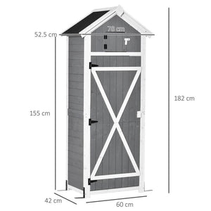 CASETTA DA GIARDINO CON RIPIANO RIMOVIBILE E TAVOLO 78X52.5X182 CM GRIGIO