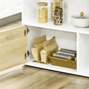 TAVOLO DA BAR MODERNO IN MDF PER 2 PERSONE CON 4 RIPIANI APERTI E ARMADIETTO, 116X79.5X91 CM