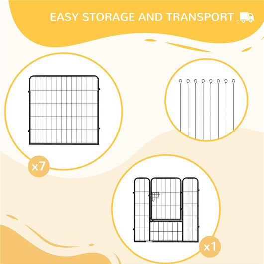 RECINTO PER CANI E PER CUCCIOLI, RECINTO MODULARE PER CANI DA INTERNO ED ESTERNO IN METALLO E ACCIAIO 8 PANNELLI 79X79CM