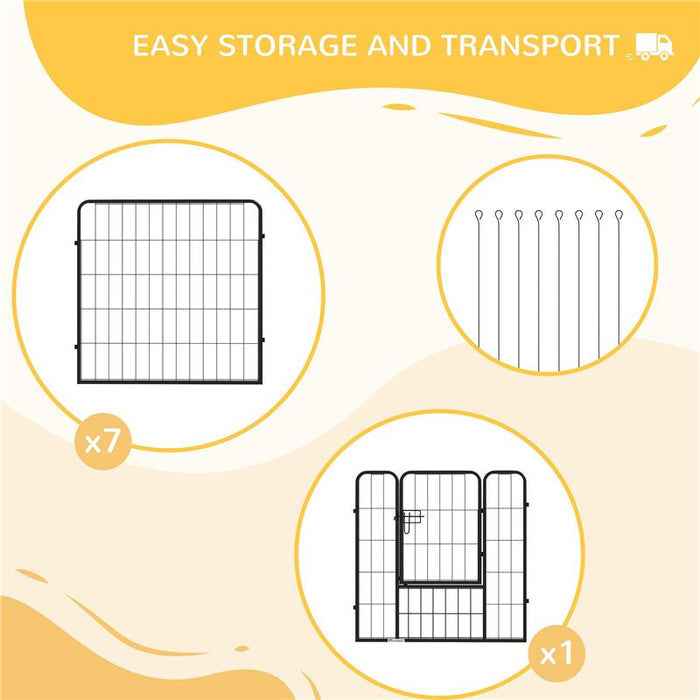 RECINTO PER CANI E PER CUCCIOLI, RECINTO MODULARE PER CANI DA INTERNO ED ESTERNO IN METALLO E ACCIAIO 8 PANNELLI 79X79CM