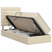 Letto con contenitore e materasso Crema 100 x 200 cm Tessuto 3459424