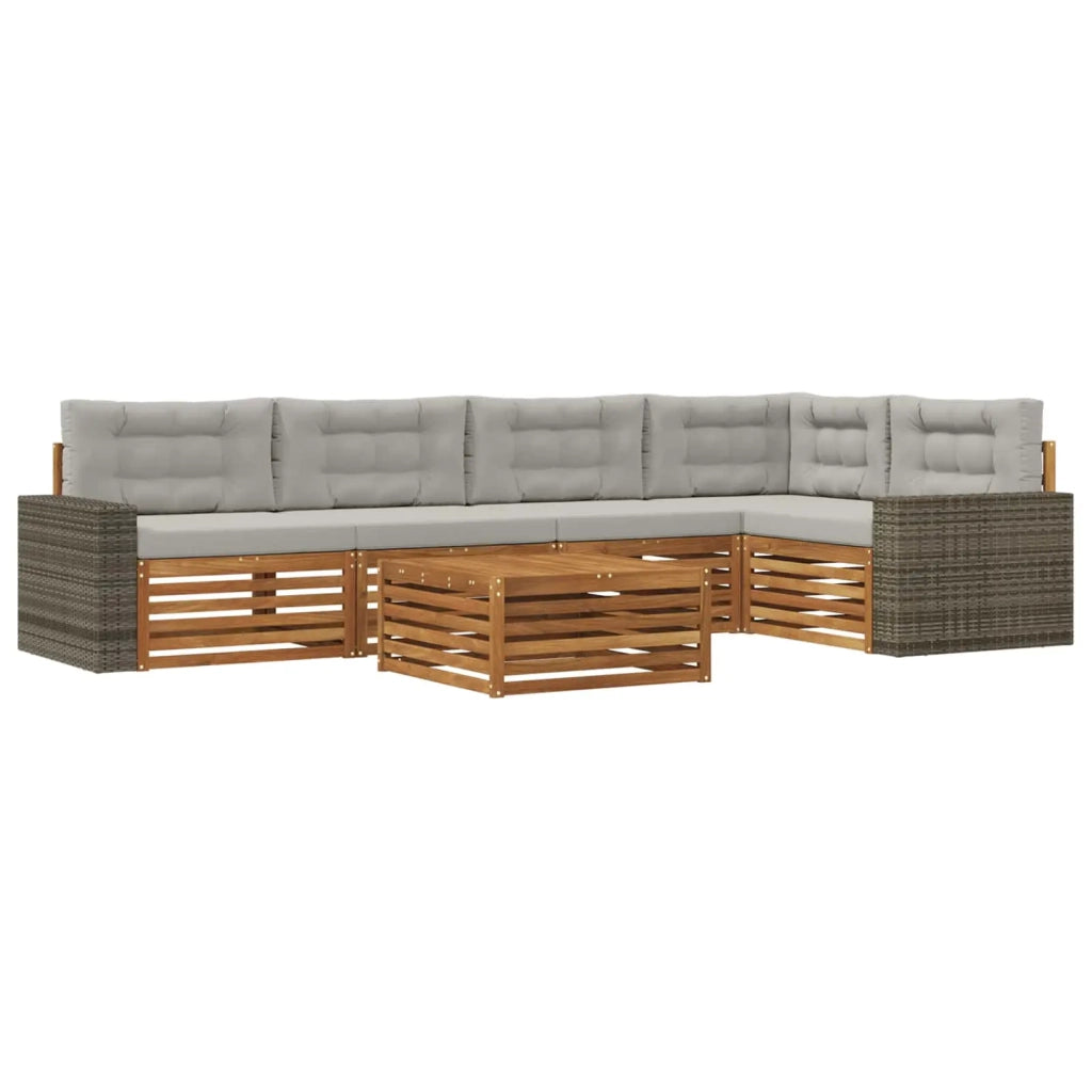 Set di divani da esterno 6 pz Naturale e Grigio Chiaro 3383399
