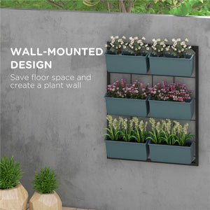 ORTO VERTICALE A 3 LIVELLI CON 6 VASI IN ACCIAIO E PLASTICA, 52X14X66CM, VERDE SCURO