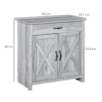 CREDENZA CUCINA COUNTRY CON ARMADIETTO A 2 ANTE E CASSETTO, 80X39.7X80CM, GRIGIO