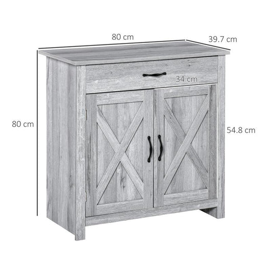 CREDENZA CUCINA COUNTRY CON ARMADIETTO A 2 ANTE E CASSETTO, 80X39.7X80CM, GRIGIO