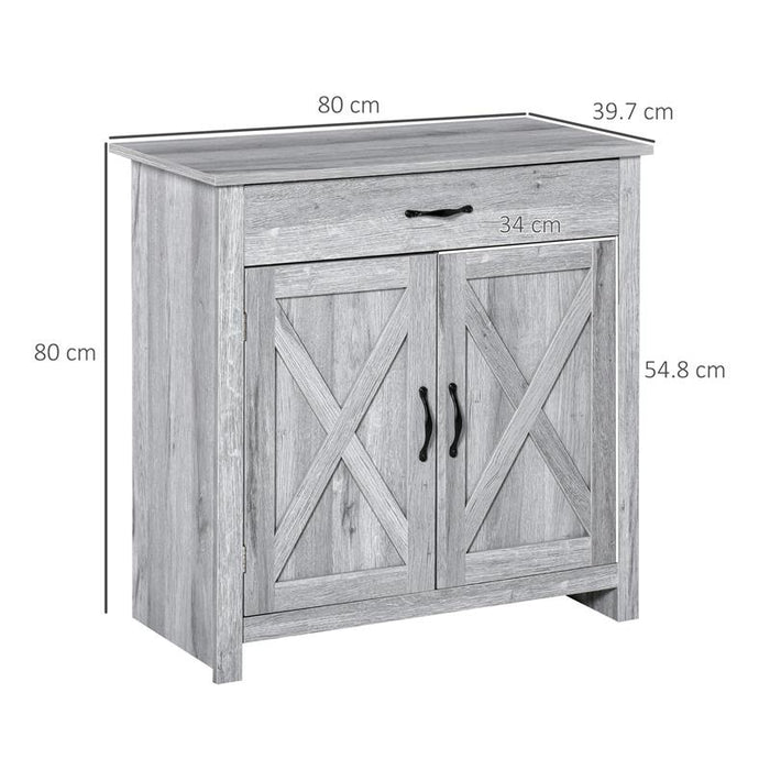 CREDENZA CUCINA COUNTRY CON ARMADIETTO A 2 ANTE E CASSETTO, 80X39.7X80CM, GRIGIO
