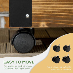 FIORIERA CON TRALICCIO PER RAMPICANTI E ROTELLE, IN LEGNO DI ABETE, 65X31X147 CM, MARRONE