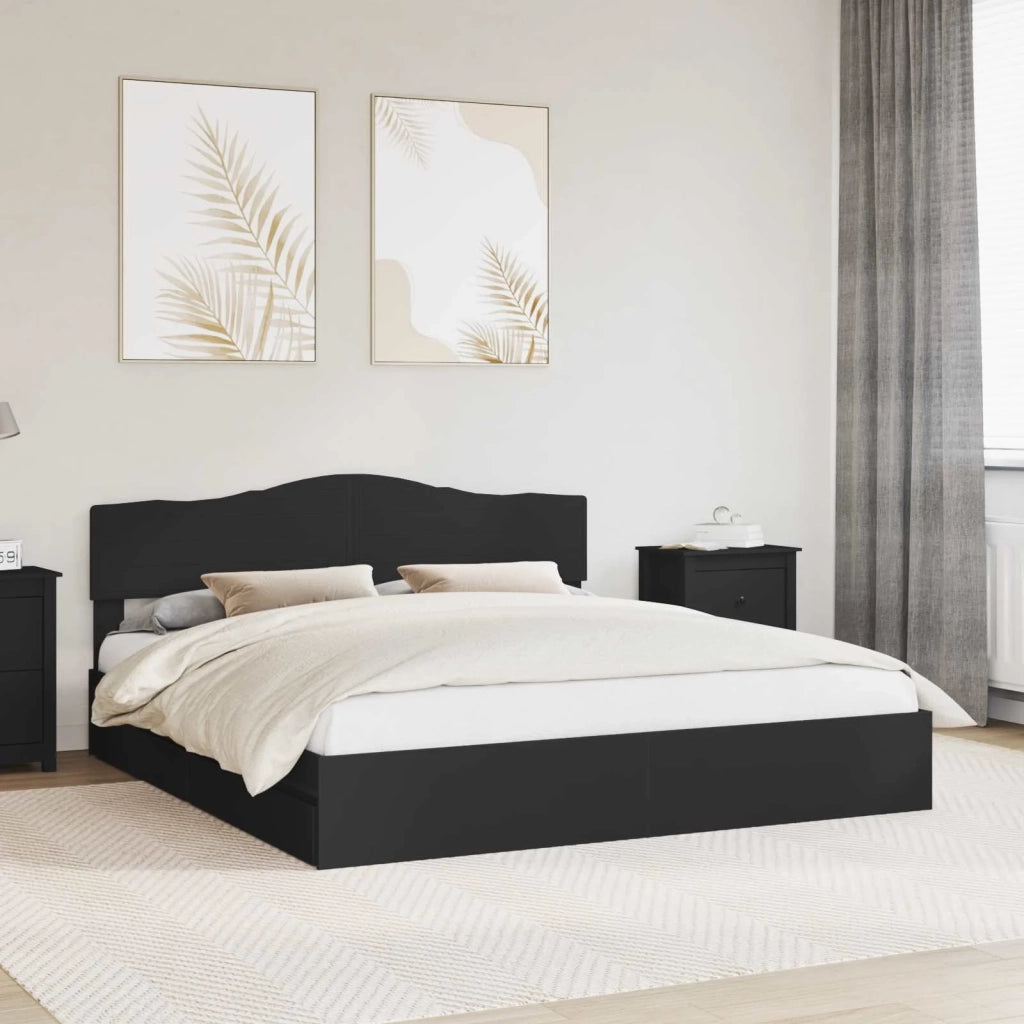 Letto con Contenitore Nero 200 x 200 cm Legno multistrato