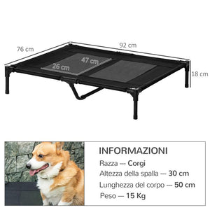 BRANDINA PER CANI GRANDI IN METALLO E TESSUTO OXFORD CON BORSA DI TRASPORTO, 92X76X18CM, NERO