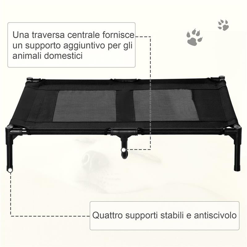 BRANDINA PER CANI GRANDI IN METALLO E TESSUTO OXFORD CON BORSA DI TRASPORTO, 92X76X18CM, NERO