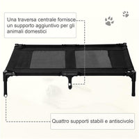 BRANDINA PER CANI GRANDI IN METALLO E TESSUTO OXFORD CON BORSA DI TRASPORTO, 92X76X18CM, NERO