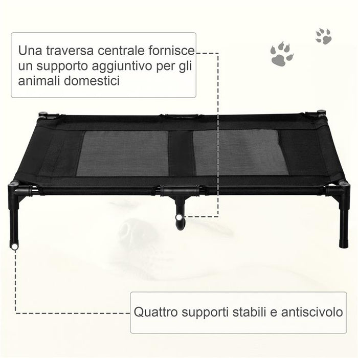 BRANDINA PER CANI GRANDI IN METALLO E TESSUTO OXFORD CON BORSA DI TRASPORTO, 92X76X18CM, NERO