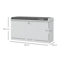 PANCA SCARPIERA SALVASPAZIO CON CUSCINO E CASSETTO RIBALTABILE PER 8 PAIA DI SCARPE, BIANCO