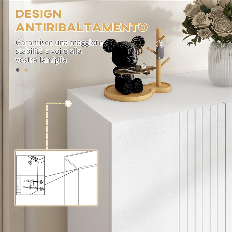 MOBILE SCARPIERA PER 15-20 PAIA DI SCARPE, RIPIANI REGOLABILI E CHIUSURA AMMORTIZZATA, BIANCO