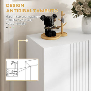 MOBILE SCARPIERA PER 15-20 PAIA DI SCARPE, RIPIANI REGOLABILI E CHIUSURA AMMORTIZZATA, BIANCO