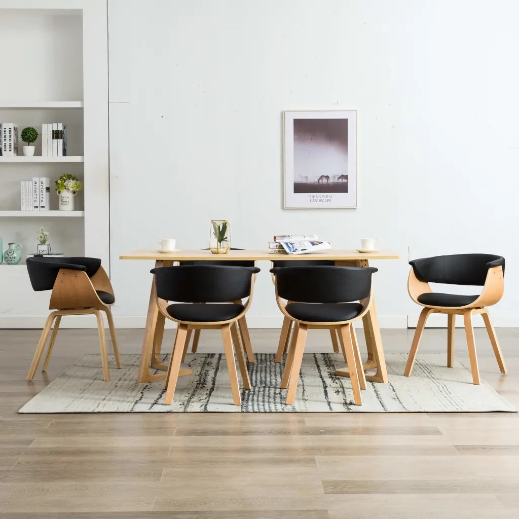 Sedie da Pranzo 6 pz Nere in Legno Piegato e Similpelle cod mxl 29293