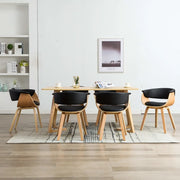 Sedie da Pranzo 6 pz Nere in Legno Piegato e Similpelle cod mxl 29293