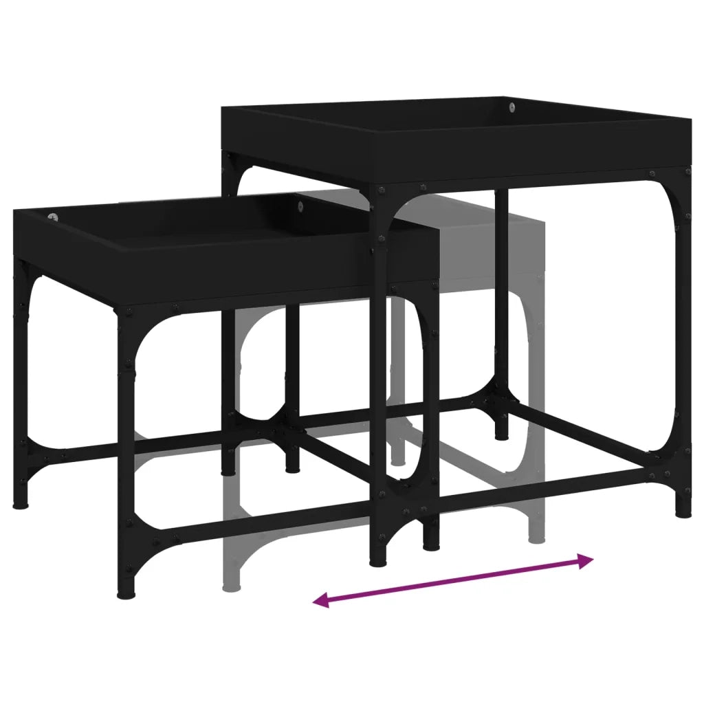 Tavolini da Salotto 2 pz Neri in Legno Multistrato 823282