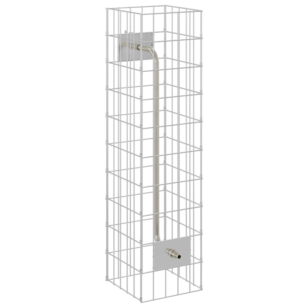 Colonna Gabion con Rubinetto 100x25x25 cm Acciaio Inossidabile