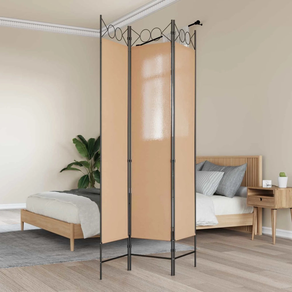 Paravento a 3 pannelli Beige 120 x 200 cm Tessuto
